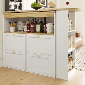 Masă de bar rotativă la 360°, Alb | Aosom Romania