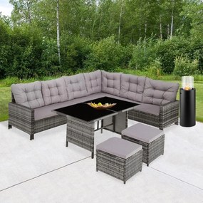 Set luxos mobilier de grădină din ratan Avenberg BARLETTA gri/gri deschis