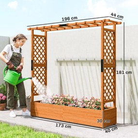 Outsunny Pat înalt cu spalier și acoperiș, pentru flori, fructe, legume, ierburi, 196 x 44 x 181 cm, lemn, Portocaliu | Aosom Romania