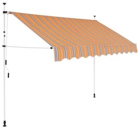 Copertină retractabilă manual, dungi galben și albastru, 250 cm