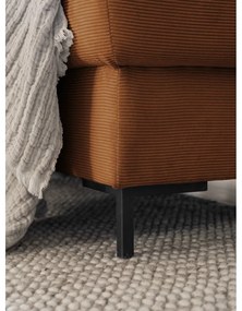 Colțar portocaliu/maro extensibil cu tapițerie din catifea reiată (cu colț pe partea dreaptă) Lofty Lilly – Miuform