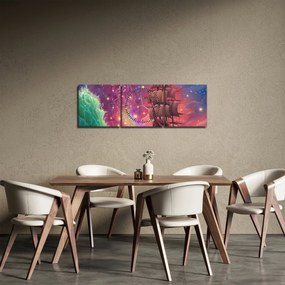Tablou - Cerul spațial cu navă (cu ceas) (90x30 cm)