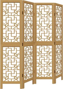 vidaXL Paravan de cameră cu 4 panouri, maro, lemn masiv paulownia