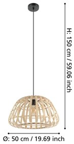 Lustră pe cablu Eglo 390151 MONTEZUELO 1xE27/40W/230V d. 50 cm maro