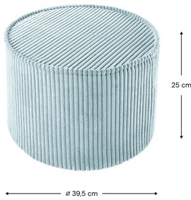 Puf de copii verde mentă cu tapițerie din catifea reiată – Wigiwama