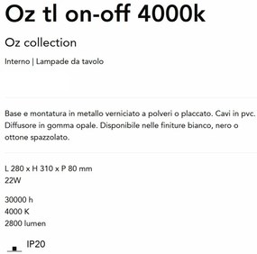 Veioza LED stil minimalist Oz tl on-off 4000k alba