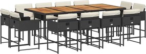 vidaXL Set mobilier de grădină cu perne, 13 piese, negru, poliratan