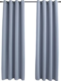 vidaXL Draperii opace cu inele metalice, 2 buc., gri, 140 x 245 cm