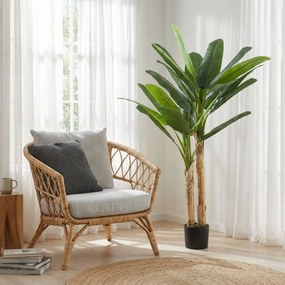 HOMCOM Arbore de banan artificial 150 cm Plantă artificială decorativă cu ghiveci și  2 trunchiuri pentru Casă Birou Living Verde | Aosom Romania