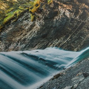 Tablou cu cascada de pădure (cu ceas) (90x30 cm)