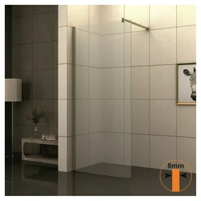Paravan de dus tip Walk-In Inter Ceramic profil auriu - sticla transparenta 80x200 cm