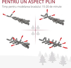 HOMCOM Brad Artificial de Crăciun cu 416 Crengi, Brad de Crăciun din PET cu Bază Metalică, Ø75x150 cm, Verde | Aosom Romania
