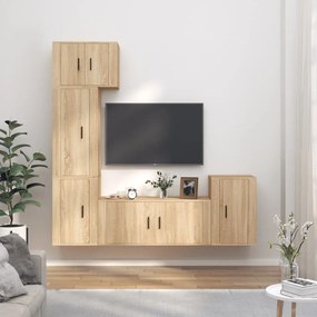 3188625 vidaXL Set dulap TV, 5 piese, stejar sonoma, lemn prelucrat