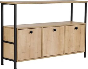Comoda SOLACE, stejar/negru, PAL/metal, 120x30x77 cm