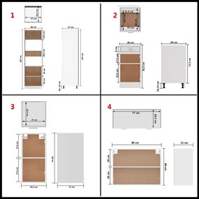 Set dulapuri de bucatarie, 8 piese, alb, PAL Alb, 1