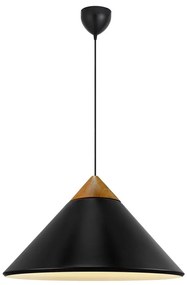 Lustra, Pendul Design Nordic Minimalist, Lemn, Metal, Kinto negru
