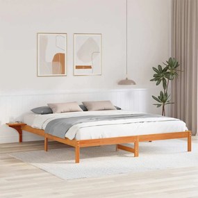 vidaXL Cadru de pat cu mese laterale Maro ceruit 180 x 200 cm