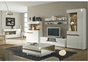 Comodă, albă strălucitoare HG/stejar sonoma închis, LYNATET TYP 40