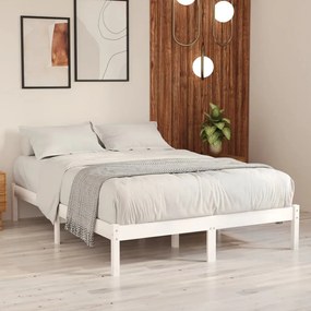 810013 vidaXL Cadru de pat, alb, 120x200 cm, lemn masiv de pin