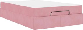vidaXL Cadru de pat cu saltea cu saltea 2 pcs Roz Catifea