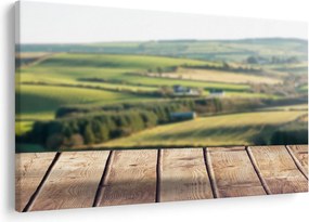 Tablou - Raft din lemn cu peisaj (90x60 cm)