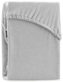 Cearceaf gri deschis din frotir cu elastic 140x200 cm Ruby – Restilo