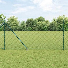vidaXL Plasă de sârmă în lanț cu stâlpi Verde 1.2 x 10 m