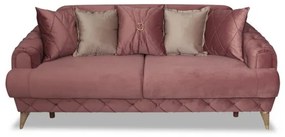 Canapea Extensibila Glamour Cu 3 Locuri, Roz, 220 X 94 X 86 Cm