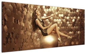 Tablou - Femeia în încăperea de aur (120x50 cm)
