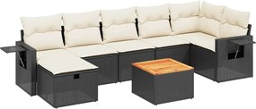 vidaXL Set mobilier de grădină cu perne, 8 piese, negru, poliratan