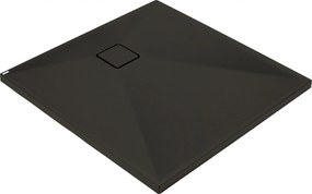 Cadita dus compozit slim patrata neagra 80x80 cm Deante Correo Square Negru, 800x800 mm