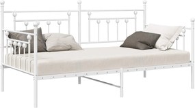 vidaXL Cadru de pat de zi Alb 90 x 200 cm Oțel