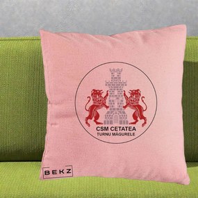 Perna Personalizata CSM Cetatea Turnu Magurele Fotbal, 40x40 cm, Roz, Husa Detasabila, Perna Inclusa, BEKZ®