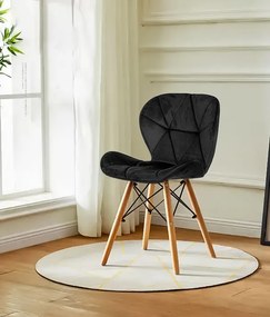 Set de 4 scaune din catifea negru