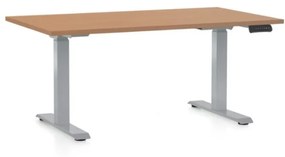 Výškově nastavitelný stůl OfficeTech D, 120 x 80 cm, šedá podnož, buk