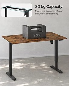 Cadru pentru birou electric reglabil negru din metal, 86-130 x 60 x 71,5-117 cm, Songmics