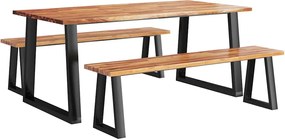 vidaXL Set de masă din 3 piese, margini naturale, lemn masiv de acacia