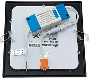 Corp de iluminat LED încastrat VEGA LED/12W/230V 2900/3900/5800K 17,5x17,5 cm negru