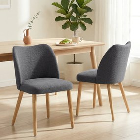 HOMCOM Set 2 Scaune Moderne cu Tapițerie din In, Șezut Confortabil, Spătar Curbat, Picioare din Lemn, Asamblare Ușoară pentru Bucătărie, Cameră, Living. | Aosom Romania