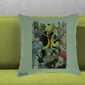 Perna Personalizata Assassination Classroom Grup Complet Anime, 40x40 cm, Verde, Husa Detasabila, Perna Inclusa, BEKZ®