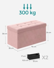 Taburet cu spatiu depozitare OTTOMAN 76x38 cm, roz