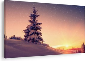 Tablou cu copac înzăpezit pe luncă (90x60 cm)