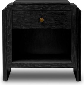 Noptiera LUX Furnir Stejar Gri Carbune, ArtDeco