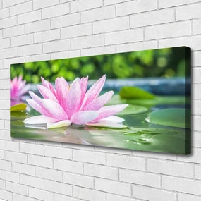 Tablou pe panza canvas Water Flower Art Roz Verde
