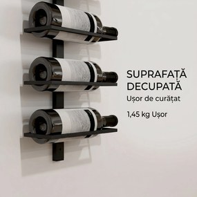 HOMCOM Suport pentru Sticle de Vin cu Montare pe Perete, 27x10x116 cm, Negru | Aosom Romania