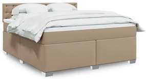 3288435 vidaXL Pat box spring cu saltea, cappuccino, 180x200cm piele ecologică