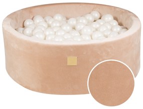 Piscina uscata cu 200 de bile 7cm (Alb perlat) MeowBaby , 90x30 cm, Premium Velur reiat corduroy Sand