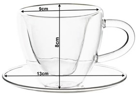 Ceaşcă termorezistentă Heart cu farfurie, 2 buc., în formă de inimă, 150 ml, HOTCOOL TYP 5