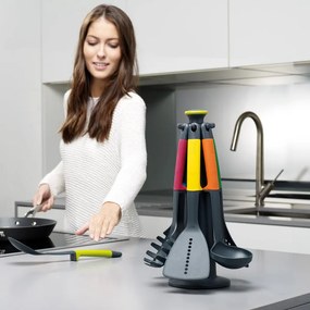 Set de ustensile pentru bucatarie Joseph Joseph 10118 Elevate™, 7 piese, 200 °C, Fara BPA, Suport, Multicolor