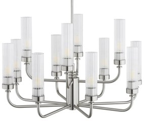 Candelabru 12 brate, otel nickel, sticla canelata PRESTON 5088